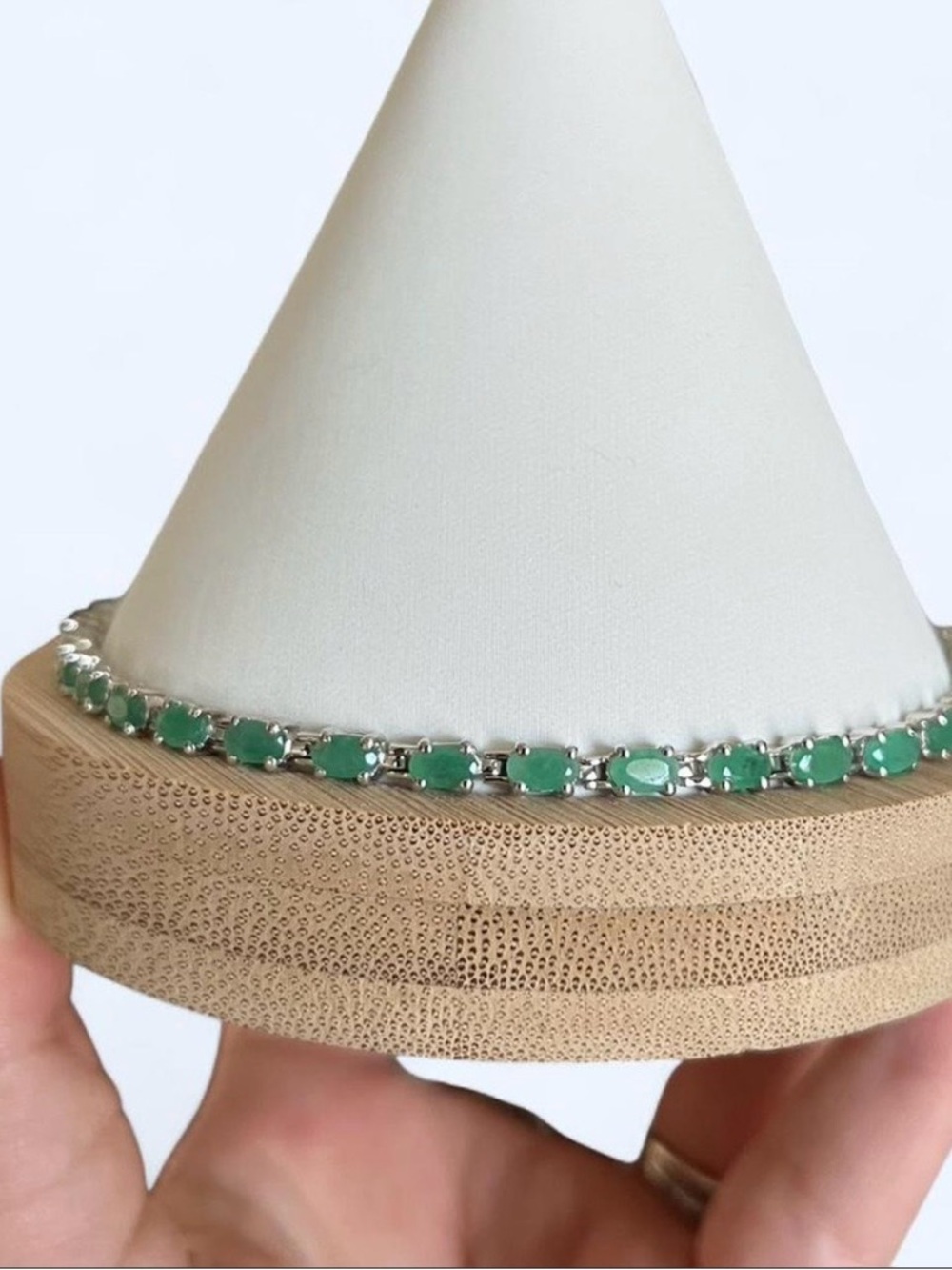 Emerald Green Oval Stone Tennis Bracelet - Women Jewelry